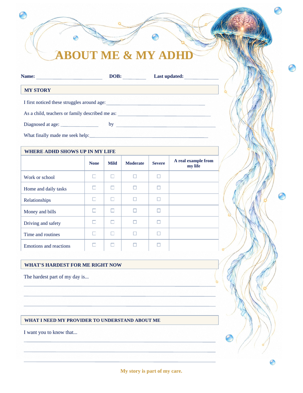 CognaAura Adult ADHD Provider Appointment Toolkit — Printable + Fillab