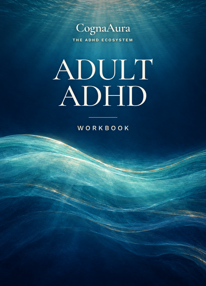 CognaAura Adult ADHD Workbook ocean cover