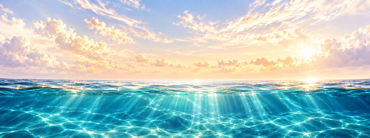 Light above deep turquoise ocean, CognaAura ocean collection